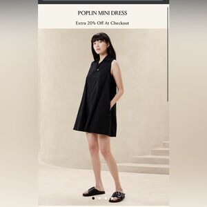 NWT Banana Republic Poplin Mini Dress - Medium - Black